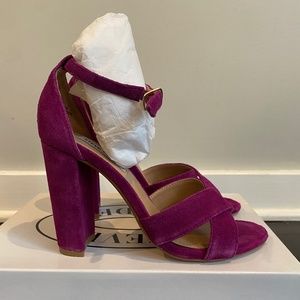 Magenta Suede Block Heel Sandals - Steve Madden 6.5